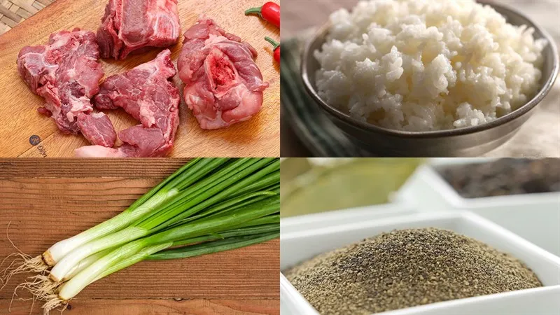 Chọn xương heo tươi và cơm/gạo nấu cháo xương