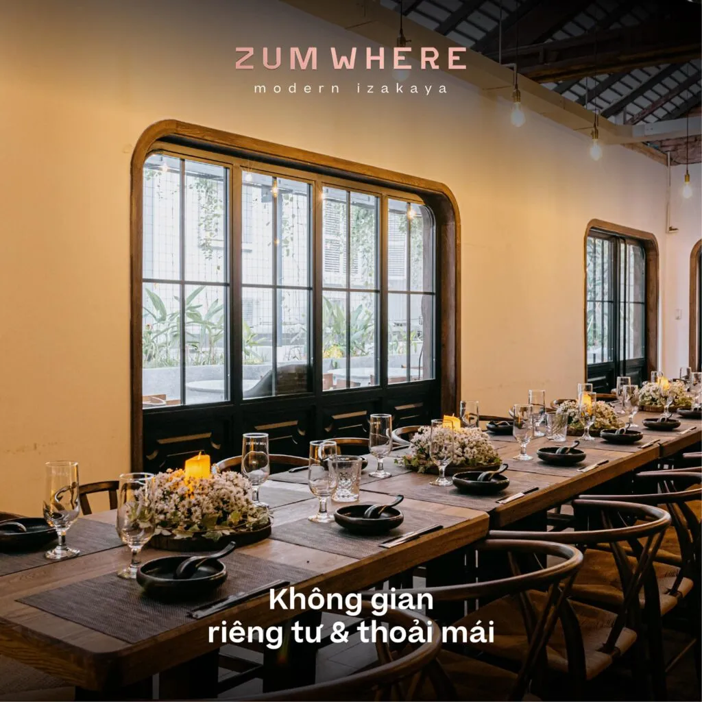 Không gian mở và máy lạnh tại Zumwhere Ngô Thời Nhiệm, izakaya Quận 3
