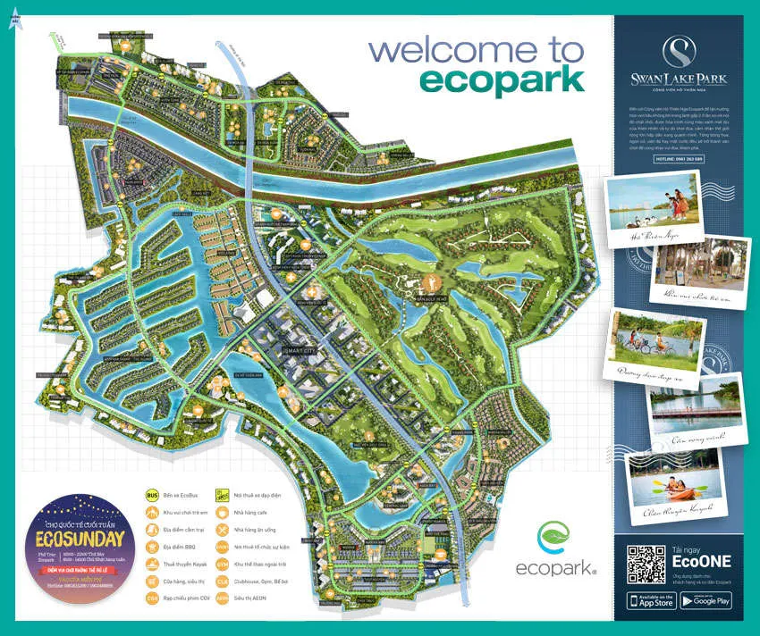Bản đồ du lịch Ecopark, gợi ý điểm tham quan và đường dạo