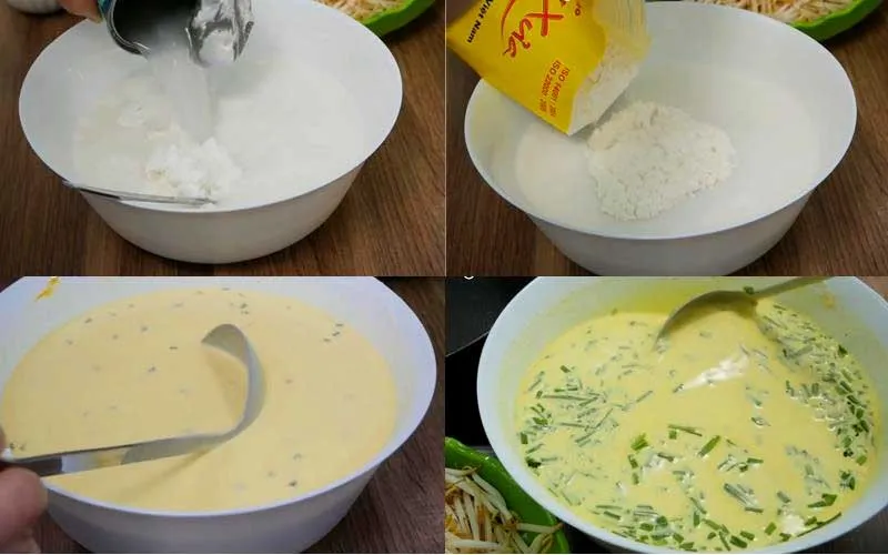 Pha bột bánh khọt miền Tây với nước cốt dừa để đổ khuôn