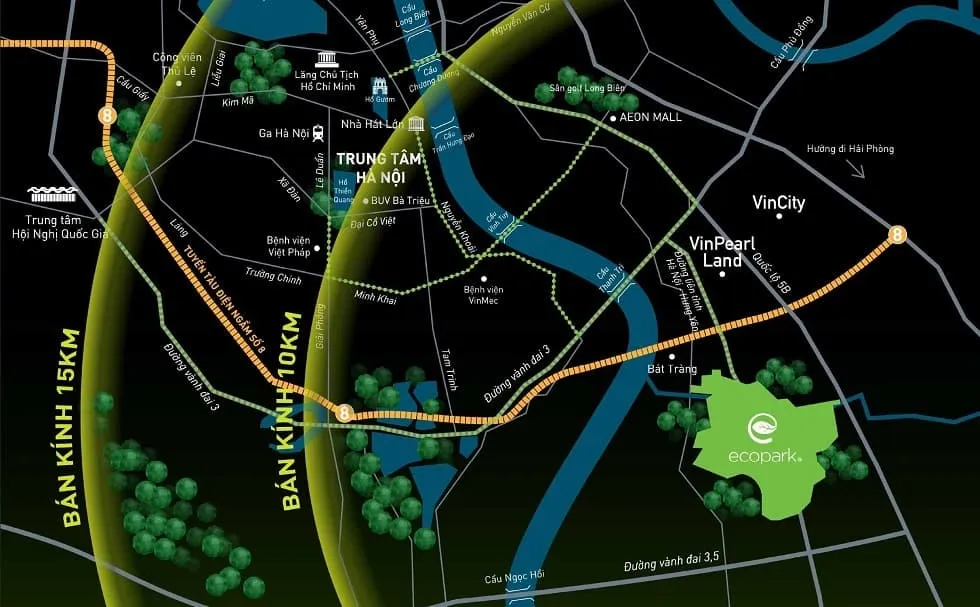 Bản đồ vị trí Ecopark Hà Nội và lộ trình từ trung tâm