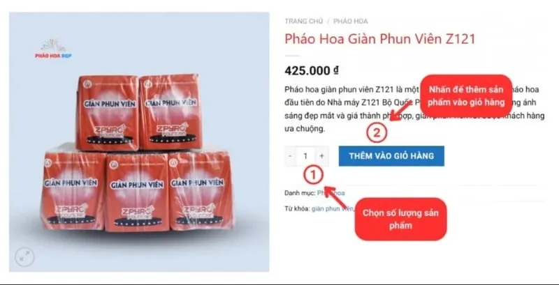 Thêm vào giỏ hàng sản phẩm và số lượng theo nhu cầu