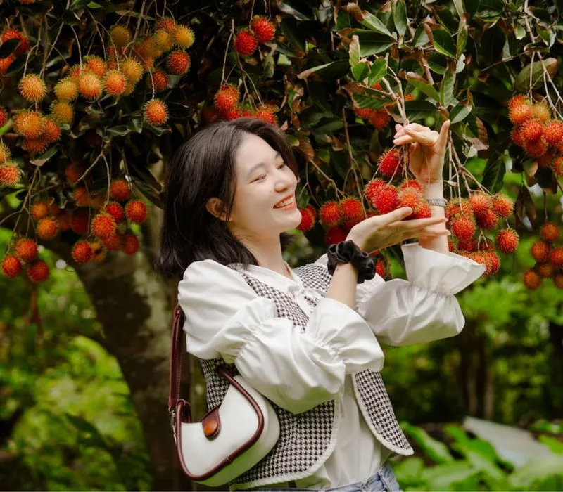 Du khách trải nghiệm du lịch cộng đồng và vườn cây xanh mát ở Cồn Sơn