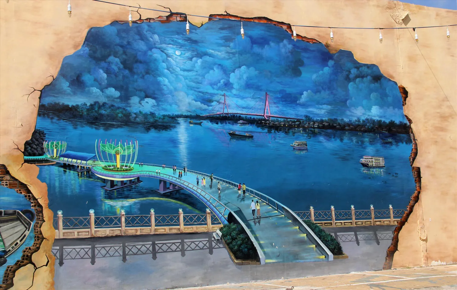 Góc bích họa được ưa chuộng nhờ bố cục và màu sắc hài hòa